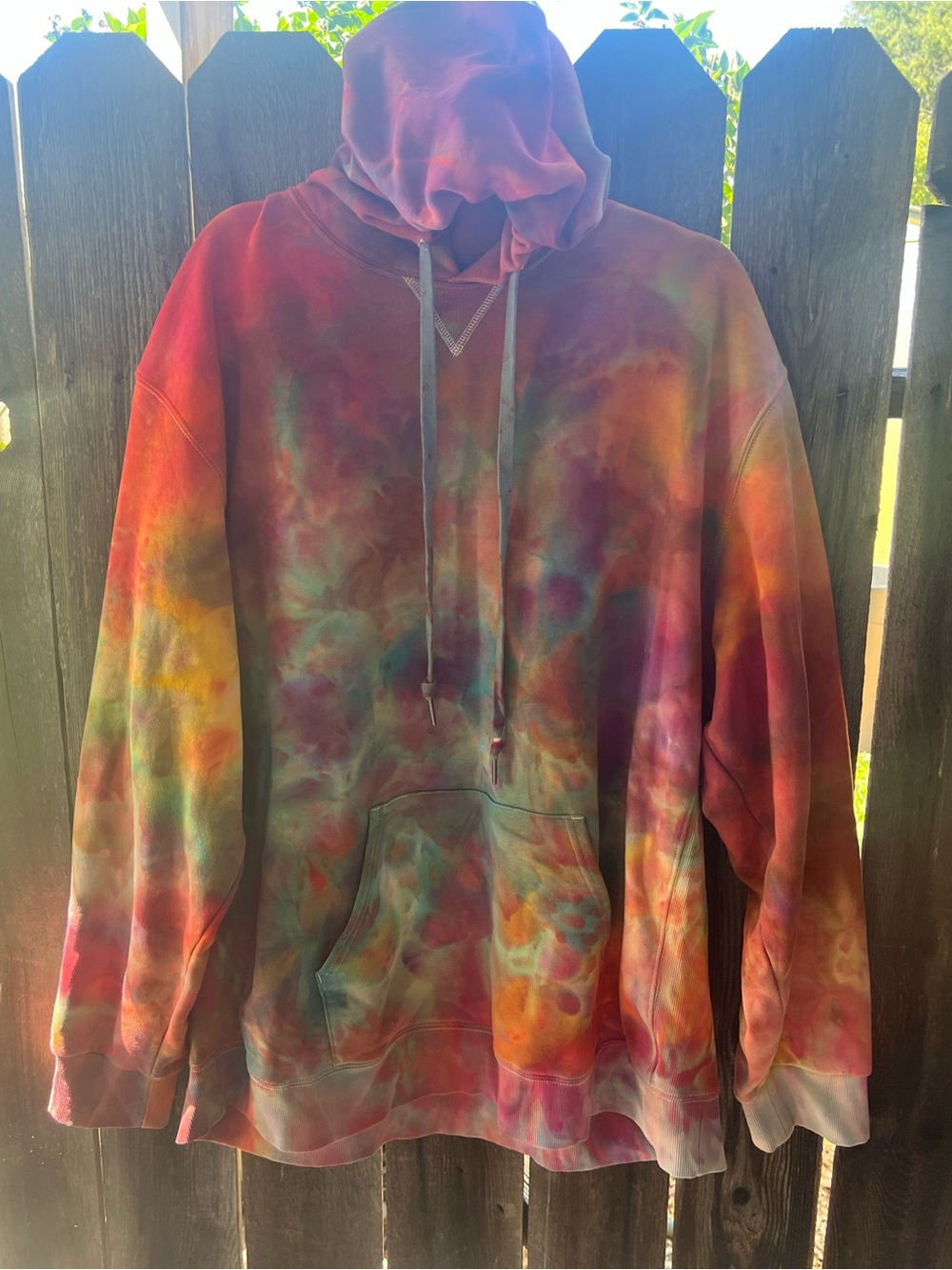 Hand tied and dyed Tie-Dye Hooded Sweatshirt - Multicolor